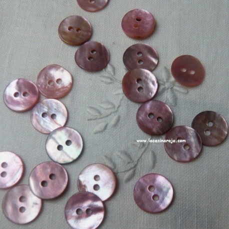 Botón de nácar circular rosa 11 mm - 6/u