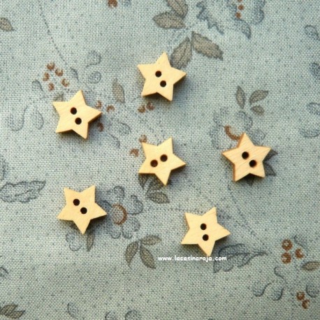 Botón de madera - Estrella 11 mm 6 ud.